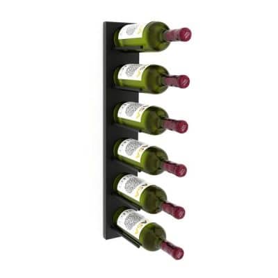 Stylischer Wandflaschenhalter aus schwarzem Metall - für 6 Flaschen